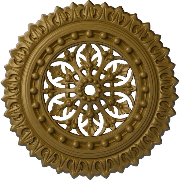 Ekena Millwork Sellek Ceiling Medallion (Fits Canopies up to 1 1/8"), 18 1/2"OD x 7/8"ID x 1 1/2"P, Gold CM18SKGLS - main